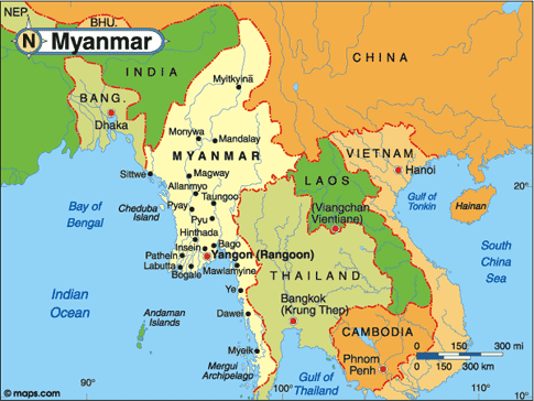 Burma (Myanmar) Map