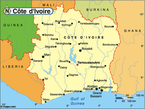 Cote d `Ivoire Map
